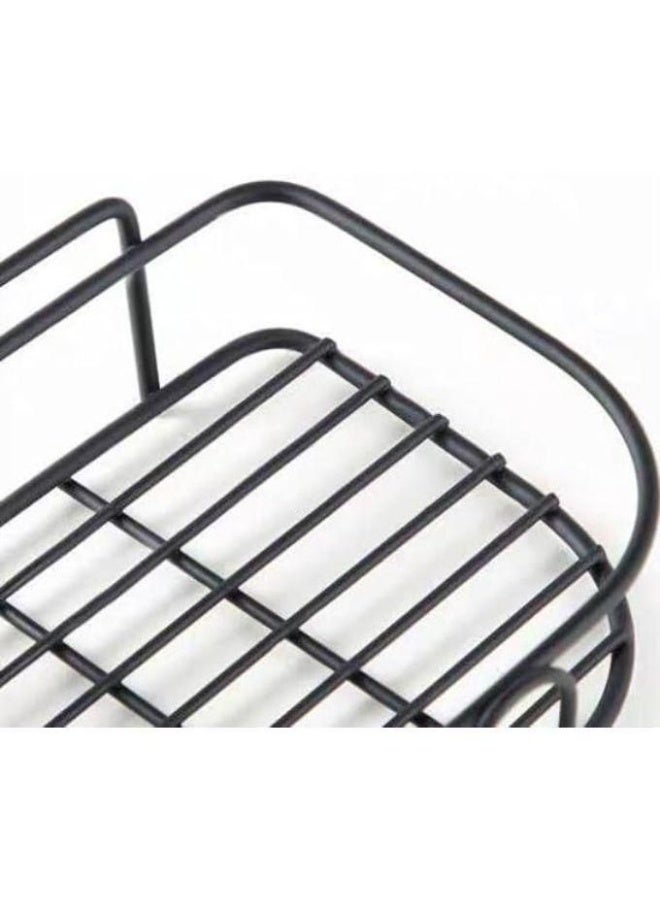 Stainless steel bathroom shelf—organizer and holder for bathtub accessories; a fixed, colorful wall-mounted storage rack/basket (includes two adhesive strips). Product color: Black. - Image 5