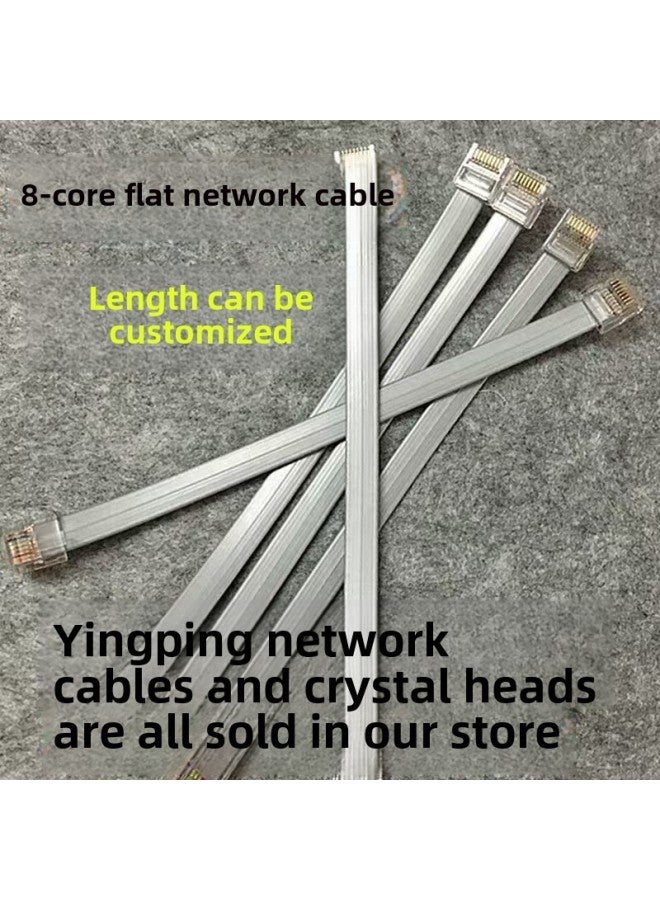 Network Jumper Ultra Short Pure Copper Wire Core Flat Network Wire 8P8C Short Body Crystal Head Network Wire Eight Core Flat Multi-Strand Wire-Color:Silver Gray-Line Length:0.25m  - Image 1