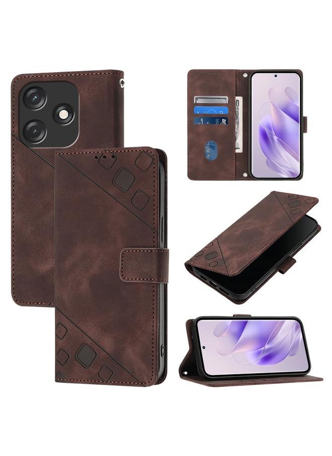 Zaboon For Tecno Spark 10C Skin Feel Embossed Leather Phone Case(Brown) 