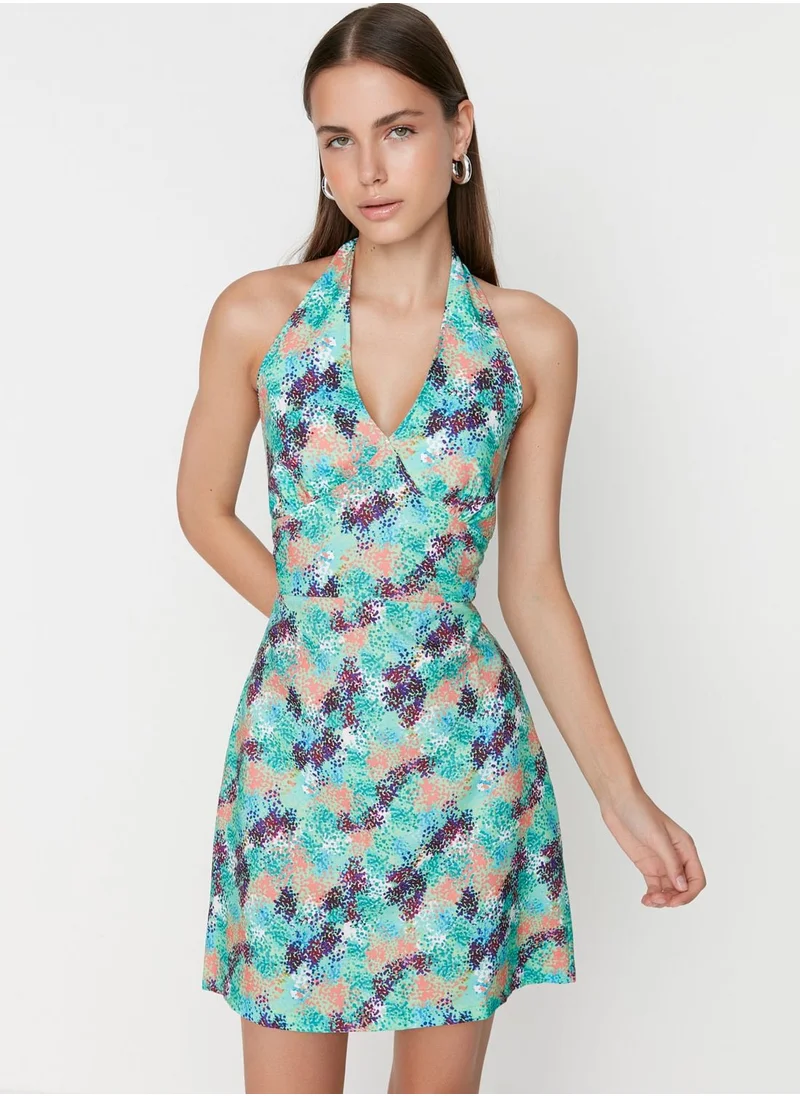 trendyol Halter Neck Printed Dress