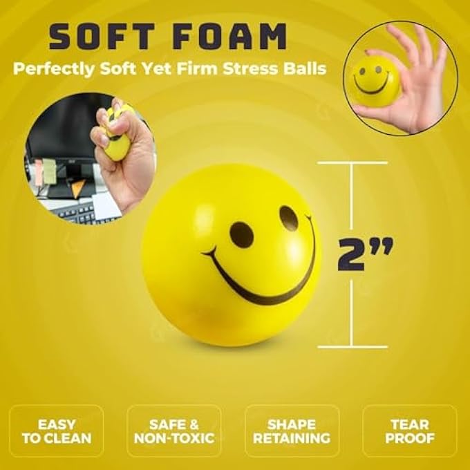 GRAPHENE Smiley Soft Ball for Kids and Adults, a Stress Relief Toy, Non Toxic Toy for Kids and Adults(Pack of 12) - Image 2