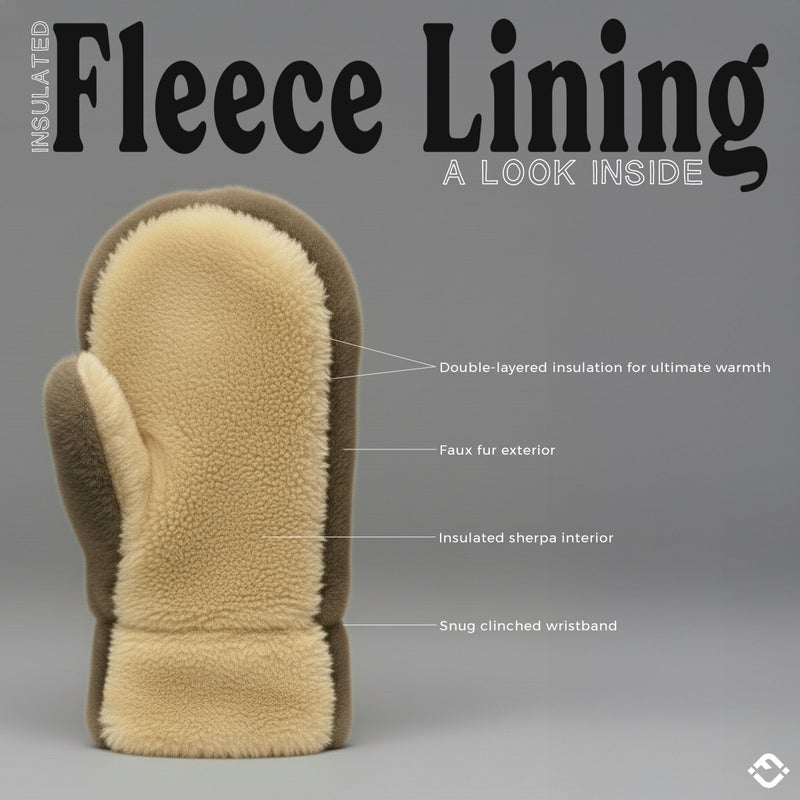 Funky Junque Fuzzy Faux Fur Mittens for Women - Taupe - Image 4