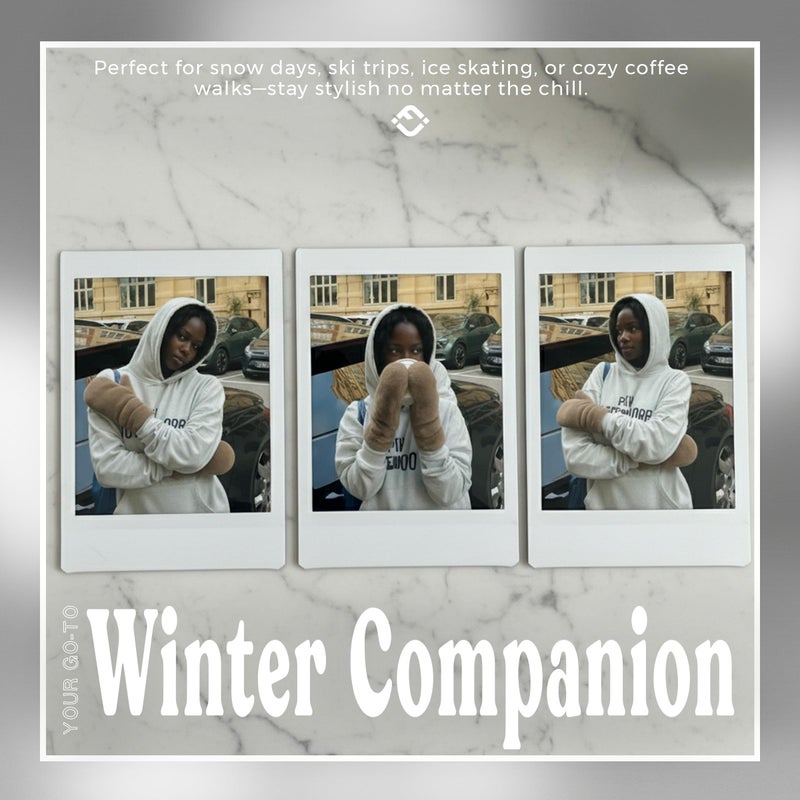 Funky Junque Fuzzy Faux Fur Mittens for Women - Taupe - Image 5