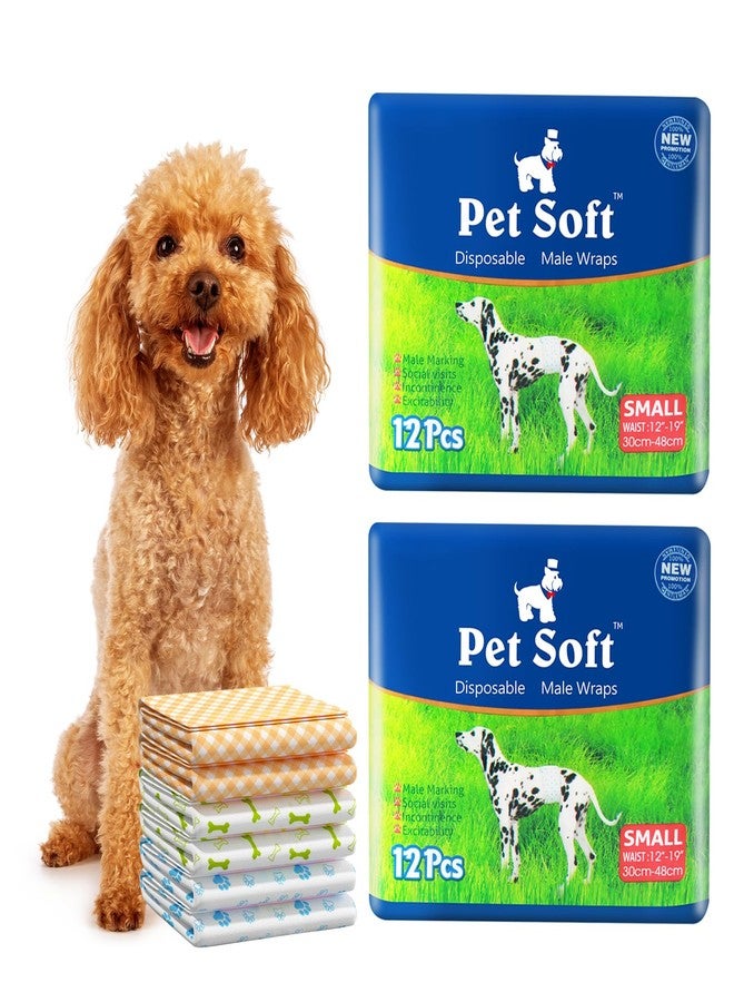 Pet Soft Disposable Male Dog Wraps - Dog Diapers for Male Dogs, Puppy Diapers 24pcs Small - Image 1