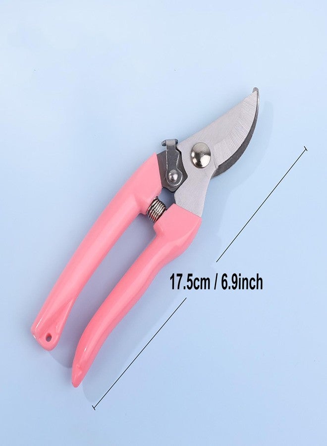 YYaaloa Garden Flower Shears Pruning Shears 6.9 inches Scissors Heavy Duty Plant Scissors for Cutting Flowers, Trimming Plants, Bonsai, Fruits Picking (Pink Handle) - Image 2