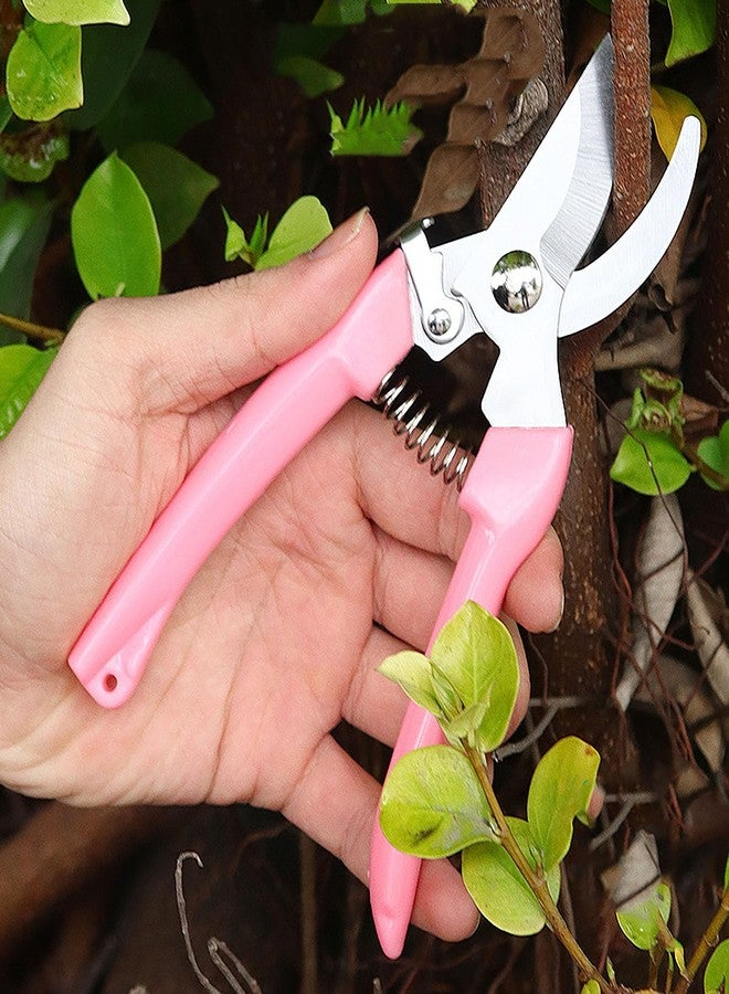 YYaaloa Garden Flower Shears Pruning Shears 6.9 inches Scissors Heavy Duty Plant Scissors for Cutting Flowers, Trimming Plants, Bonsai, Fruits Picking (Pink Handle) - Image 4