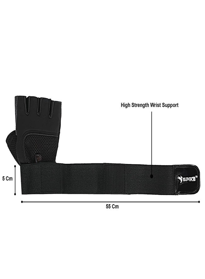 Spike Fitness Gym Gloves with Wrist Support Grip and Breathable Glove Design Used for Weight Lifting, Pull Up, Crossfit, Cycling, Driving, Fitness, Gym Training for both Men and Women. (Medium, Black) - Image 4