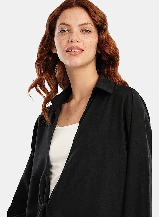 Carina Black Kimono with Front Tie  - Image 4