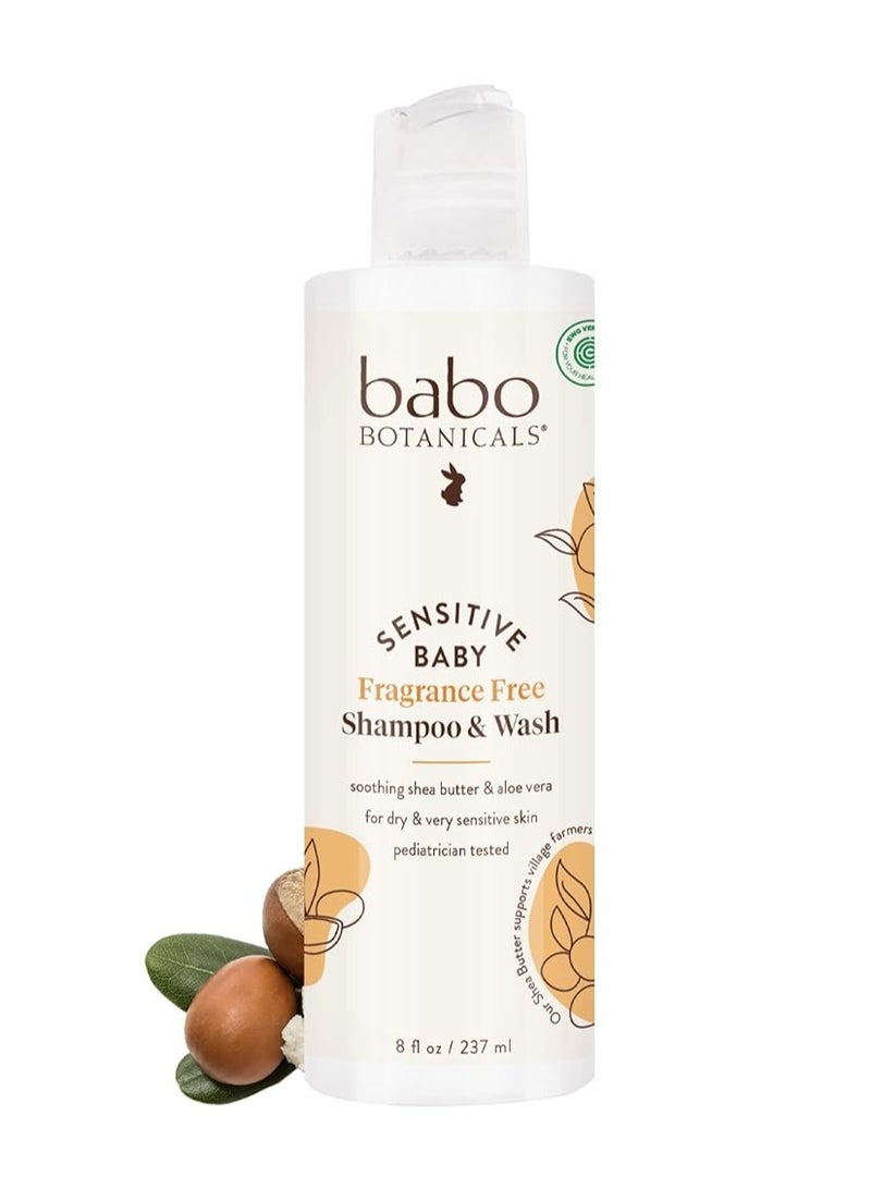 Babo Botanicals Babo Botanicals Sensitive Baby Fragrance-Free 2-in-1 Shampoo & Wash - Shea Butter, Calendula & Aloe Vera - EWG Verified - Cruelty-Free - Vegan - Pediatrician Tested - For Babies & Kids - Image 1