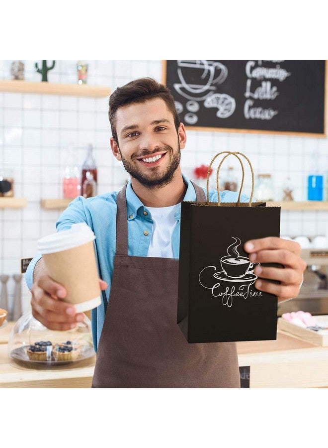 حقائب للهدايا أكياس ورق الكرافت 100 قطعة 5.25X3X8 بوصة حقيبة تسوق صغيرة أكياس كرافت أكياس الحفلات أكياس الورق الأسود مع مقابض السائبة - Image 5