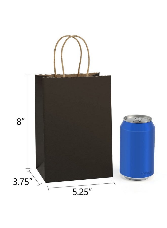 حقائب للهدايا أكياس ورق الكرافت 100 قطعة 5.25X3X8 بوصة حقيبة تسوق صغيرة أكياس كرافت أكياس الحفلات أكياس الورق الأسود مع مقابض السائبة - Image 2