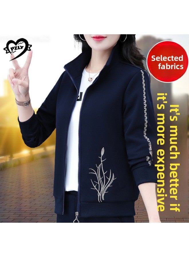 Casual Sports Suit Women's Spring And Autumn Three-piece Set Fashionable Western Style Slimming Running Suit Middle-aged Mother Casual Wear  - Image 1