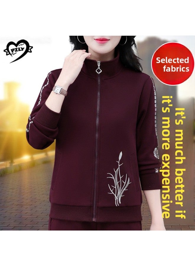 Casual Sports Suit Women's Spring And Autumn Three-piece Set Fashionable Western Style Slimming Running Suit Middle-aged Mother Casual Wear  - Image 4