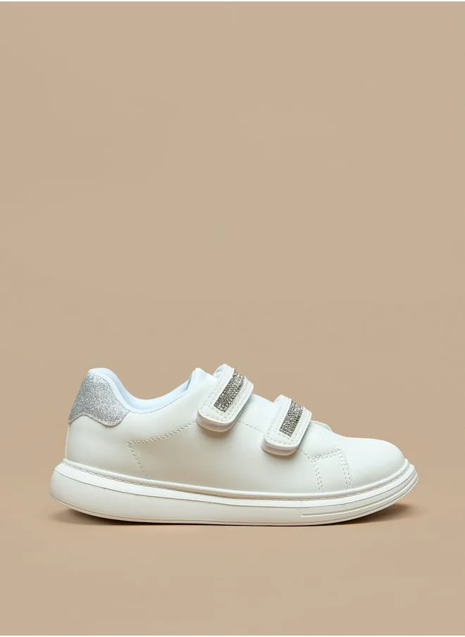 Celeste Girls' Embellished Sneakers with Hook and Loop Closure