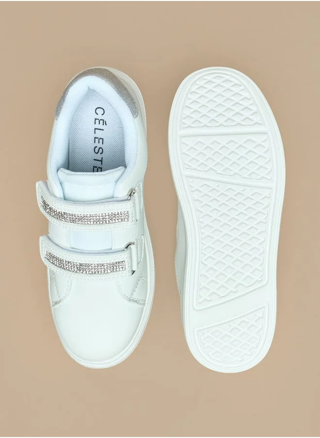 Celeste Girls' Embellished Sneakers with Hook and Loop Closure