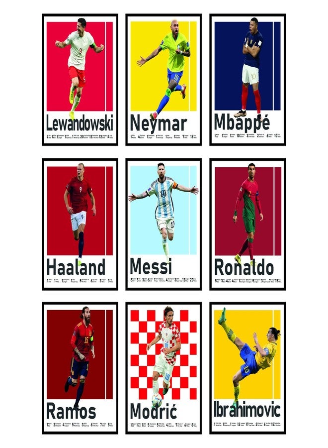 BigWig Prints Soccer Posters - Soccer Decor for Boys Room, Ronaldo & Messi Poster, Mbappe, Neymar, Zlatan Ibrahimovic, Ramos, Modric, World Cup Wall Art, Fifa Art - Unframed Set Of 9 (8x10”) - Image 1