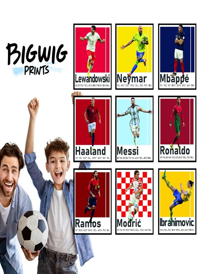 BigWig Prints Soccer Posters - Soccer Decor for Boys Room, Ronaldo & Messi Poster, Mbappe, Neymar, Zlatan Ibrahimovic, Ramos, Modric, World Cup Wall Art, Fifa Art - Unframed Set Of 9 (8x10”) - Image 3