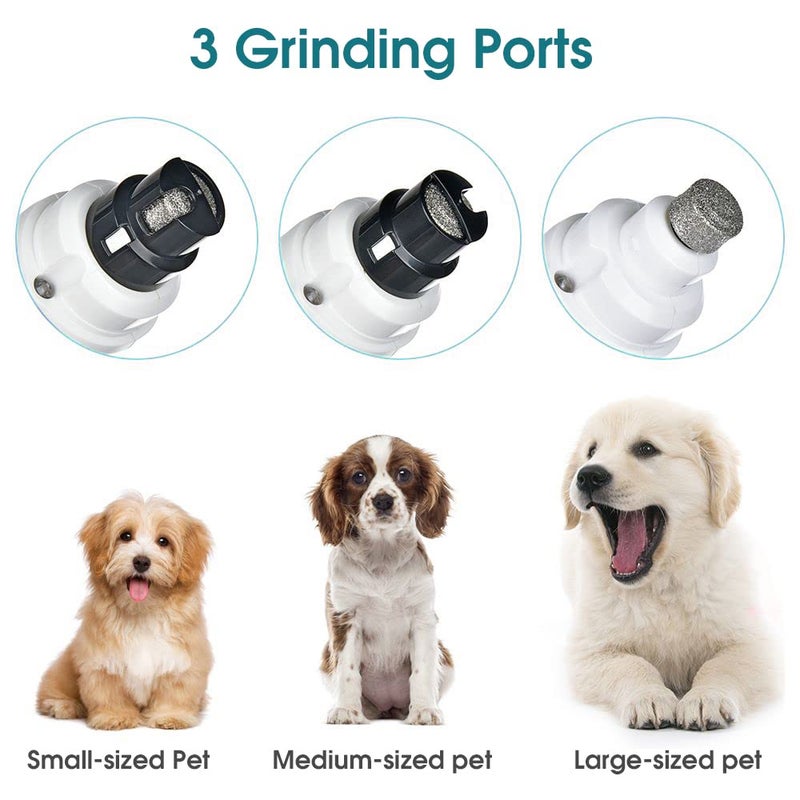 Qpets® مقص أظافر الكلاب مع ضوء LED ورأس طحن ماسي، مطحنة أظافر كهربائية قابلة لإعادة الشحن بسرعتين للحيوانات الأليفة، صامتة، محمولة، تعمل بالطاقة USB، قاطع أظافر آمن وفعال - Image 4