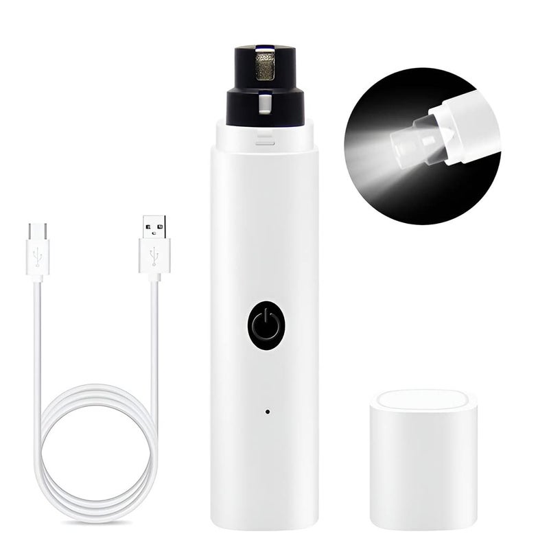 Qpets® مقص أظافر الكلاب مع ضوء LED ورأس طحن ماسي، مطحنة أظافر كهربائية قابلة لإعادة الشحن بسرعتين للحيوانات الأليفة، صامتة، محمولة، تعمل بالطاقة USB، قاطع أظافر آمن وفعال - Image 1