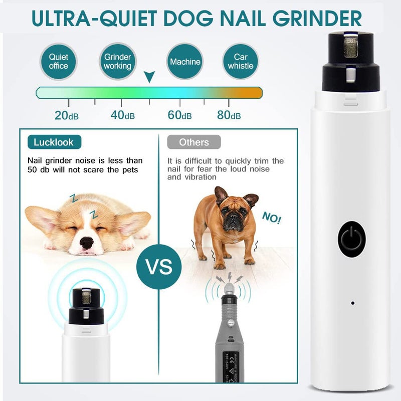 Qpets® مقص أظافر الكلاب مع ضوء LED ورأس طحن ماسي، مطحنة أظافر كهربائية قابلة لإعادة الشحن بسرعتين للحيوانات الأليفة، صامتة، محمولة، تعمل بالطاقة USB، قاطع أظافر آمن وفعال - Image 5