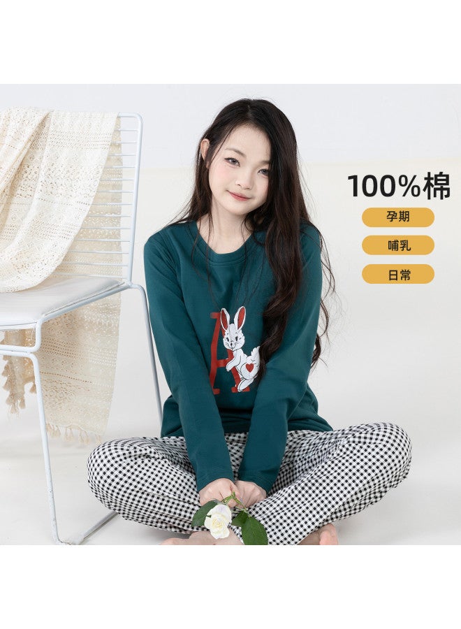 Bornbay Side-opening Pure Cotton Maternity Loungewear Set For Spring/autumn - Nursing-friendly Postpartum & Pregnancy Homewear Suit - Image 3