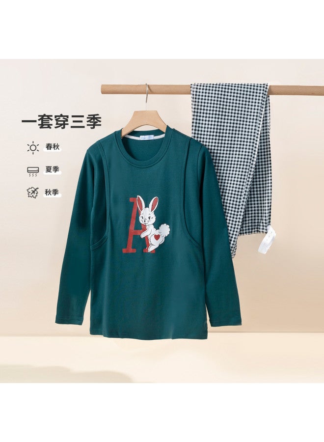 Bornbay Side-opening Pure Cotton Maternity Loungewear Set For Spring/autumn - Nursing-friendly Postpartum & Pregnancy Homewear Suit - Image 5