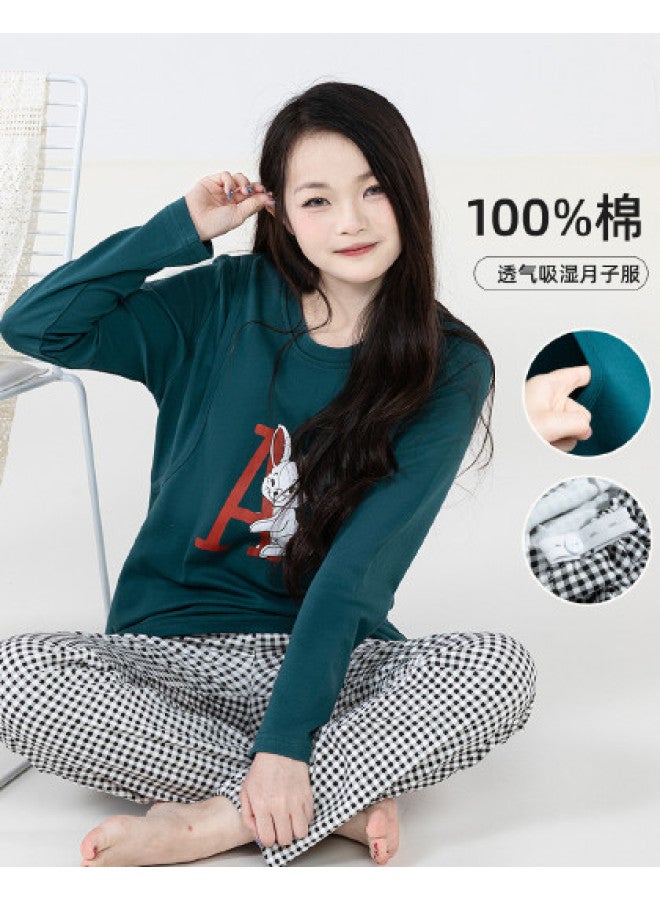 Bornbay Side-opening Pure Cotton Maternity Loungewear Set For Spring/autumn - Nursing-friendly Postpartum & Pregnancy Homewear Suit - Image 1