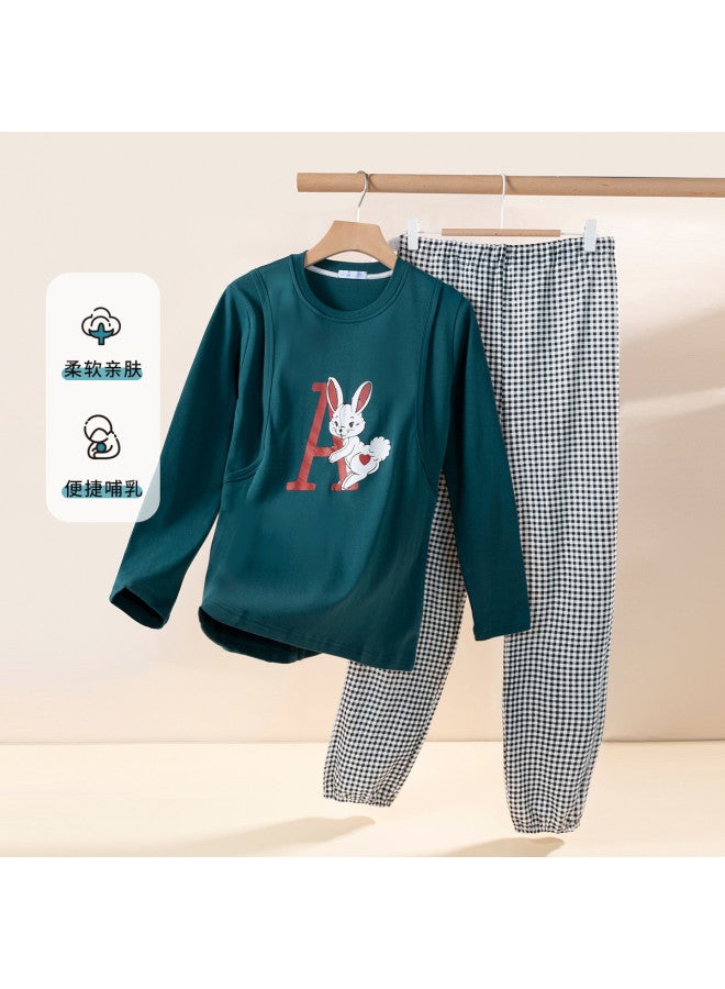 Bornbay Side-opening Pure Cotton Maternity Loungewear Set For Spring/autumn - Nursing-friendly Postpartum & Pregnancy Homewear Suit - Image 4