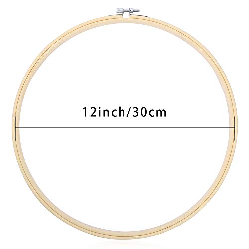 Caydo 12 Pieces 12 Inch Embroidery Hoops Wooden Round Adjustable Circle Cross Stitch Hoop Ring Bulk Wholesale for Art Craft Handy Sewing - Image 2