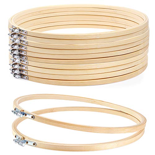Caydo 12 Pieces 12 Inch Embroidery Hoops Wooden Round Adjustable Circle Cross Stitch Hoop Ring Bulk Wholesale for Art Craft Handy Sewing - Image 1