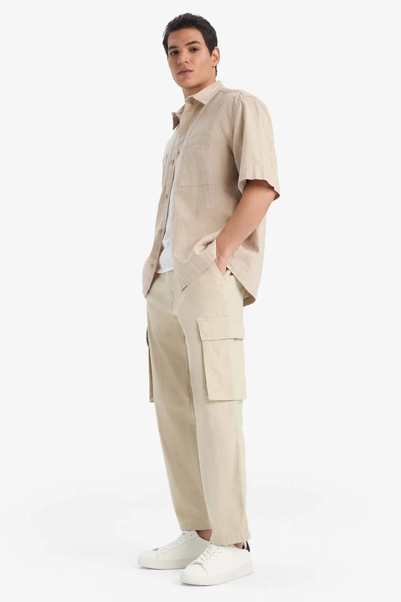 ديفاكتو Wide Leg With Cargo Pocket Linen Look Trousers