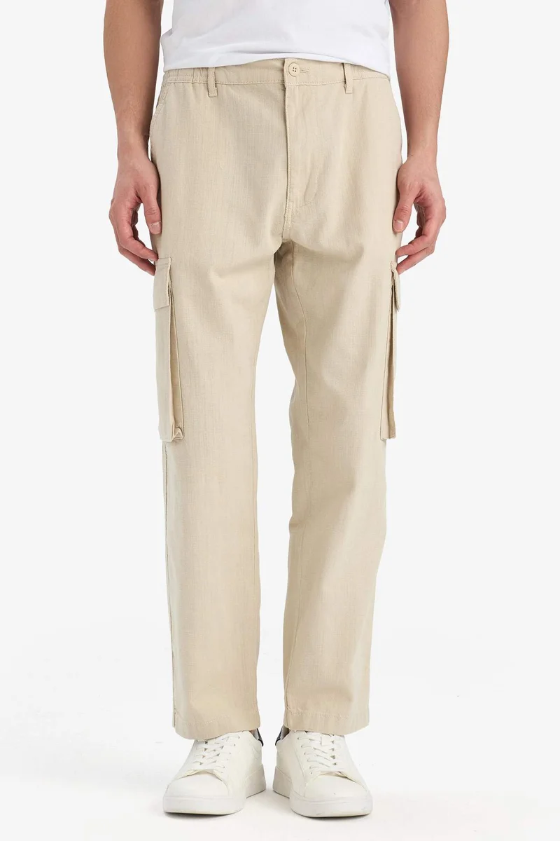 Defacto  Wide Leg With Cargo Pocket Linen Look Trousers for Men | Best Price UAE