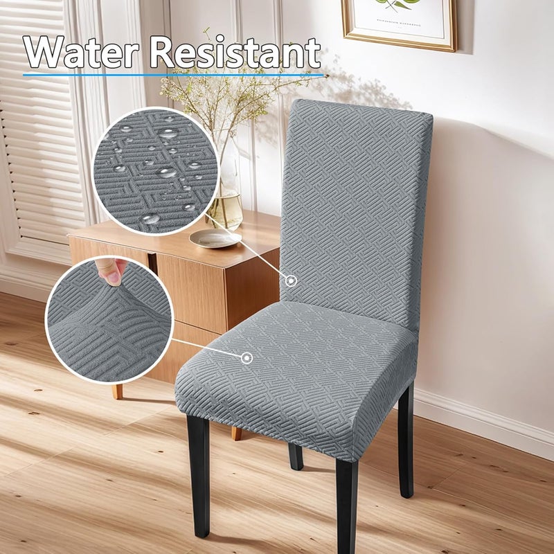 Resilients Waterproofs Seat Protectors Jacquards Mazes Stretchable Materials for Dining Chairs Furnitures Hotel Decoration Long Fabric Elastics Mazes Pattern Chair Slipcover - Image 4