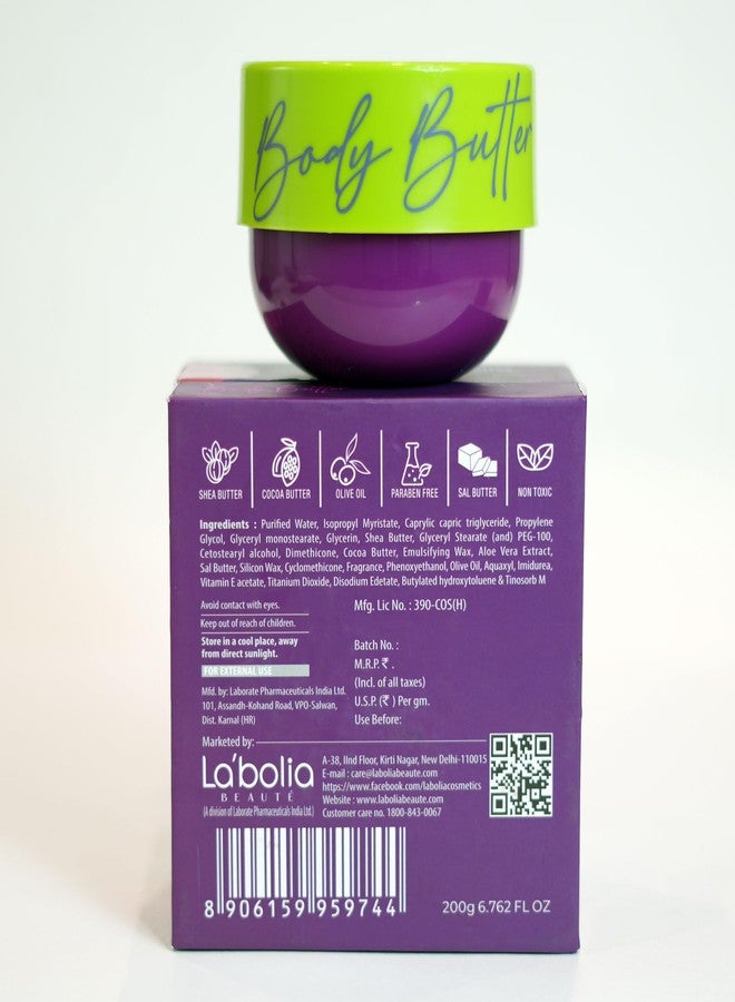 Labolia Beaute Shea & Cocoa Body Butter for 48H Hydration, SoftGlow & Deep Nourishment for Dry Skin 200gm, Pack of 1 - Image 2
