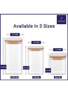 Femora Kitchen Storage Jars Borosilicate Glass Jar With Wooden Lid Air Tight Jar, 450 ML, Pack of 4 - pzsku/Z804AD64A3B614AA29372Z/45/_/1736571383/6922cbca-849e-476d-9a6a-f122bcc4dac0