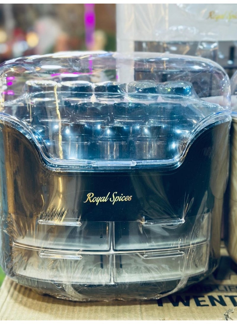 Royal Spice organizer with 16 spice jars + 4 lower storage drawers, acrylic material - Image 2