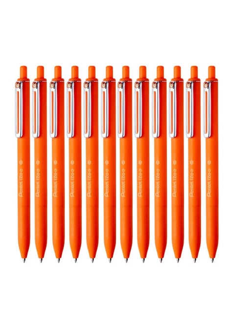 12-Piece Izee Retractable Ballpoint Pen 1.0mm Tip Orange Ink