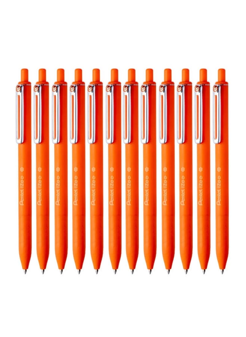 Pentel - 12-Piece Izee Retractable Ballpoint Pen 1.0mm Tip Orange Ink - Image 1