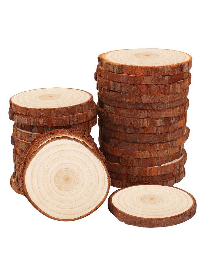 Fuyit Unfinished Wood Slices With No Hole 30 Pcs 2.4 2.8 Inches Natural Wooden Circles With Bark For Diy Crafts Christmas Ornament Decoration - Image 1