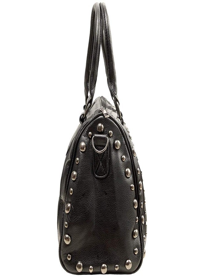 Chikencall® Women Skull Tote Handbag PU Washed Leather Gothic Studded Rivet Purse Ladies Halloween Christmas Shoulder Bag - Image 4