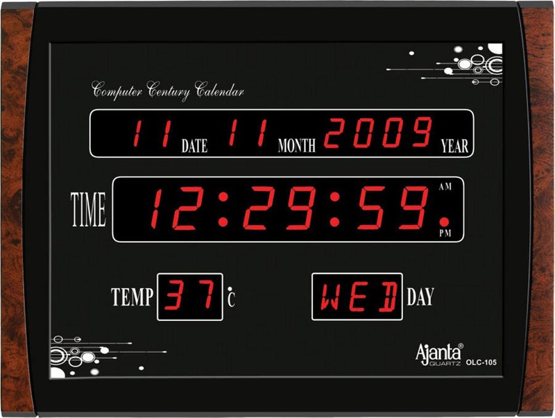 Ajanta Quartz Plastic Digital Red Led Rectangle Wall Clock Olc - 105 (39.6 Cm X 3.1 Cm X 29.6 Cm) - Image 1