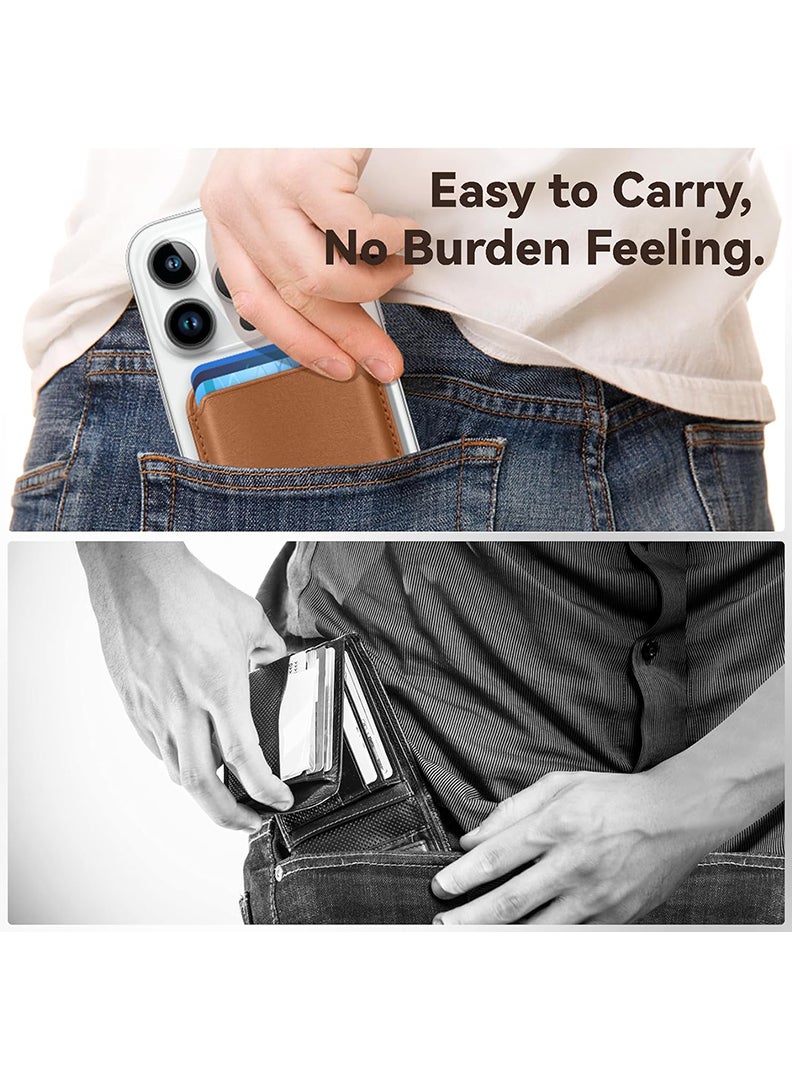 Theodor Magnetic Wallet, Compatible with MagSafe Wallet, for iPhone Wallet, for iPhone 16/15/14/13/12 Series, Not for iPhone 13/12 mini, 3 Card Holder, Vegan Leather, Brown - i am not perfect but i am honest - Image 5