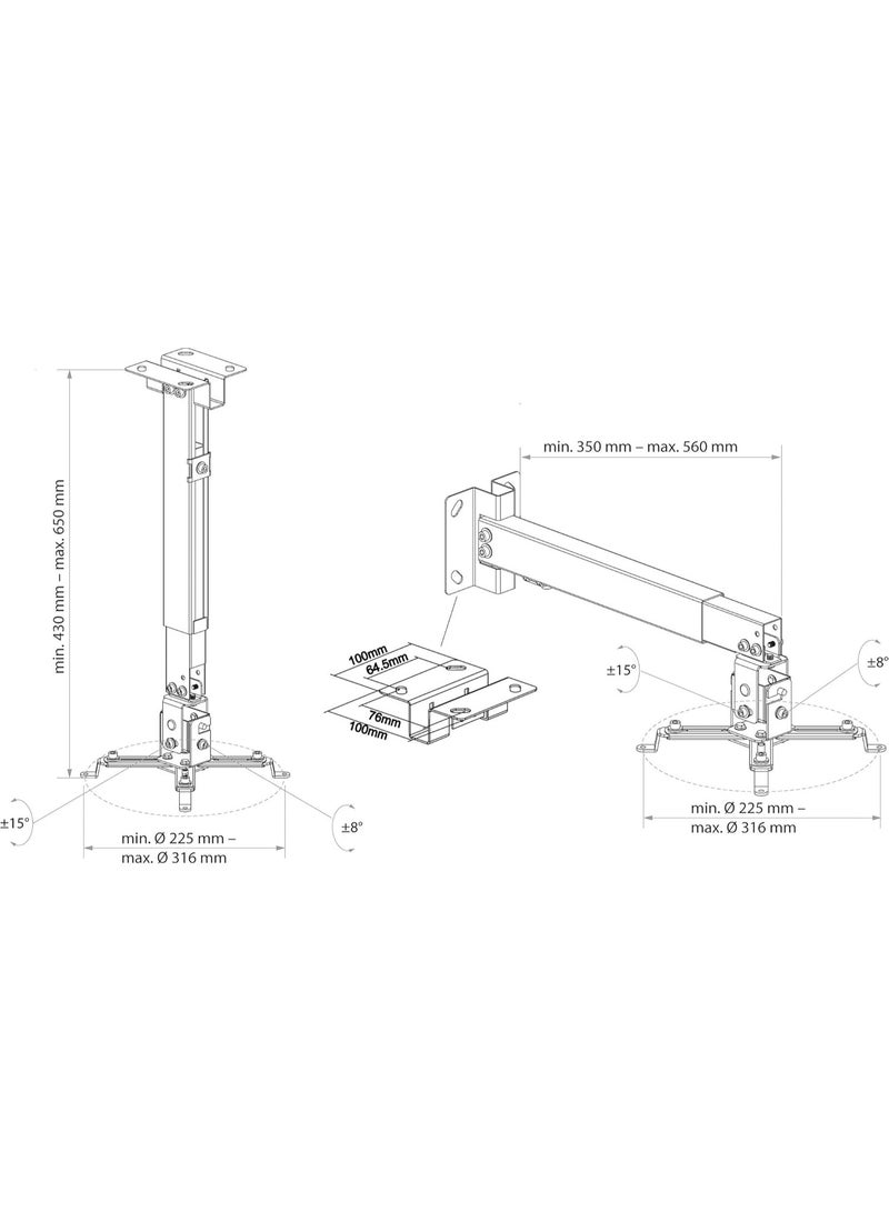 Universal Wall Mount Bracket for Projector – Adjustable Swivel Holder up to 20kg - Image 3