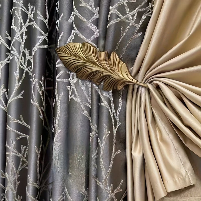 2Pcs Antique Golden Maple Leaf Curtain Hooks Resin Large Wall Hook For Living Room Balcony Villa Decor - Image 4