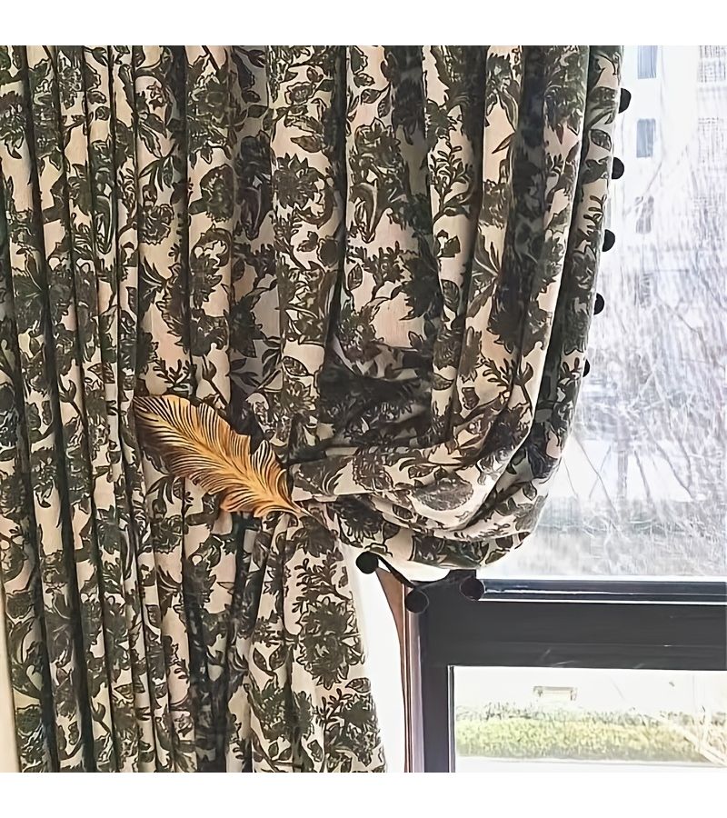 2Pcs Antique Golden Maple Leaf Curtain Hooks Resin Large Wall Hook For Living Room Balcony Villa Decor - Image 2