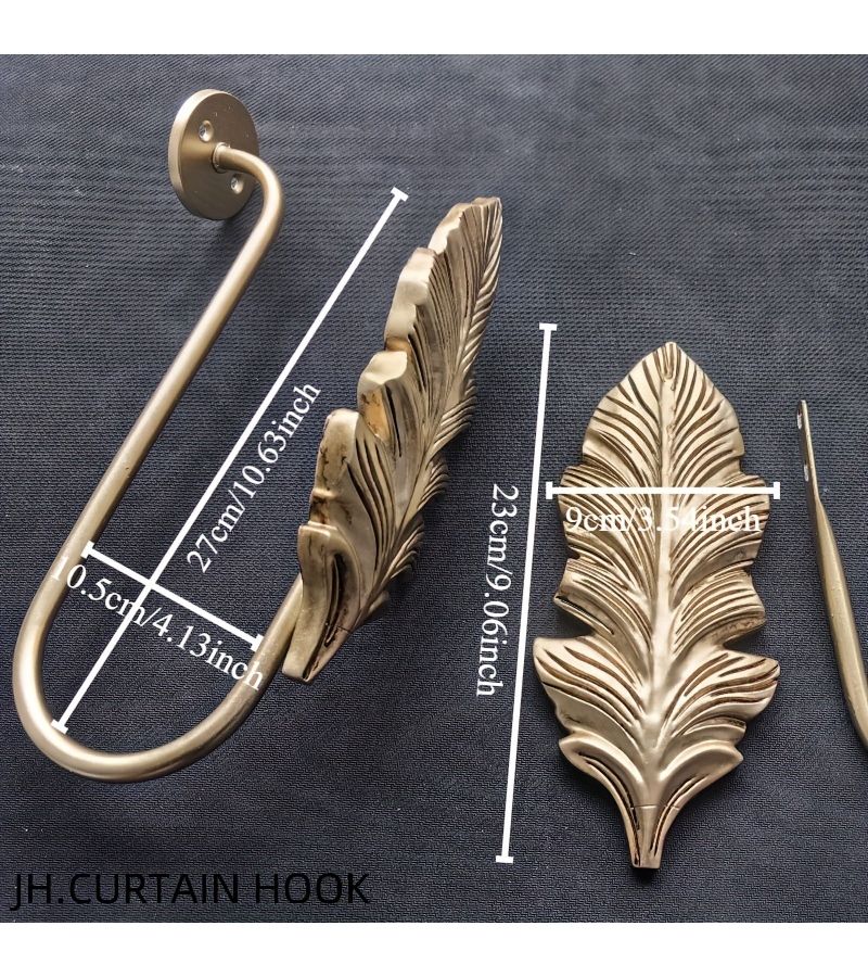 2Pcs Antique Golden Maple Leaf Curtain Hooks Resin Large Wall Hook For Living Room Balcony Villa Decor - Image 3