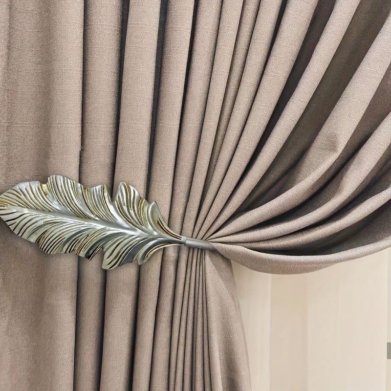 2Pcs Antique Golden Maple Leaf Curtain Hooks Resin Large Wall Hook For Living Room Balcony Villa Decor - Image 5
