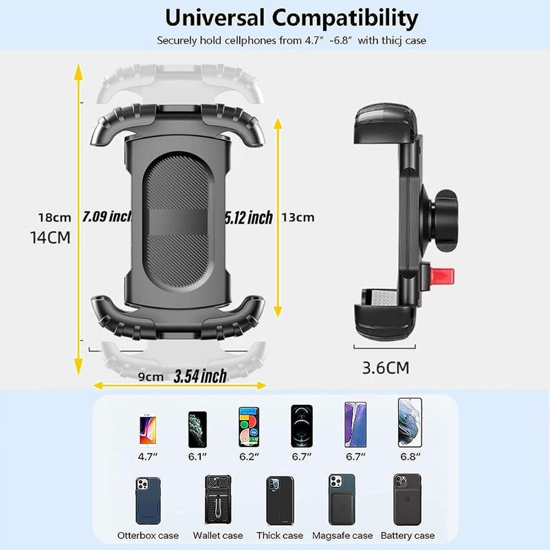 SJet Bike Phone Holder with Adjustable Strap, Motorcycle Mount Phone Holder, Handlebar Cell Phone Clamp, Scooter Phone Clip for iPhone Samsung - Image 4