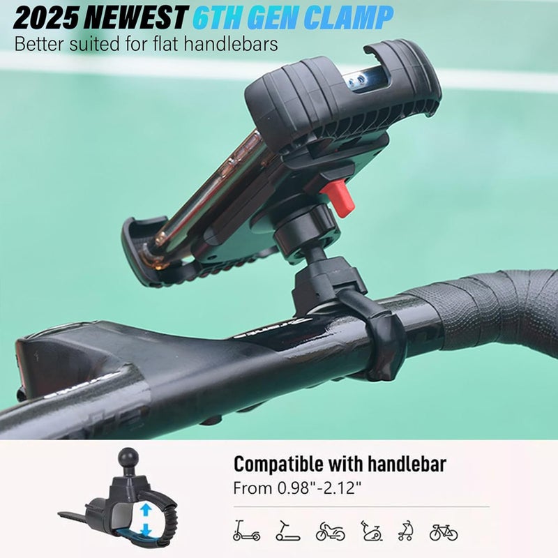 SJet Bike Phone Holder with Adjustable Strap, Motorcycle Mount Phone Holder, Handlebar Cell Phone Clamp, Scooter Phone Clip for iPhone Samsung - Image 2