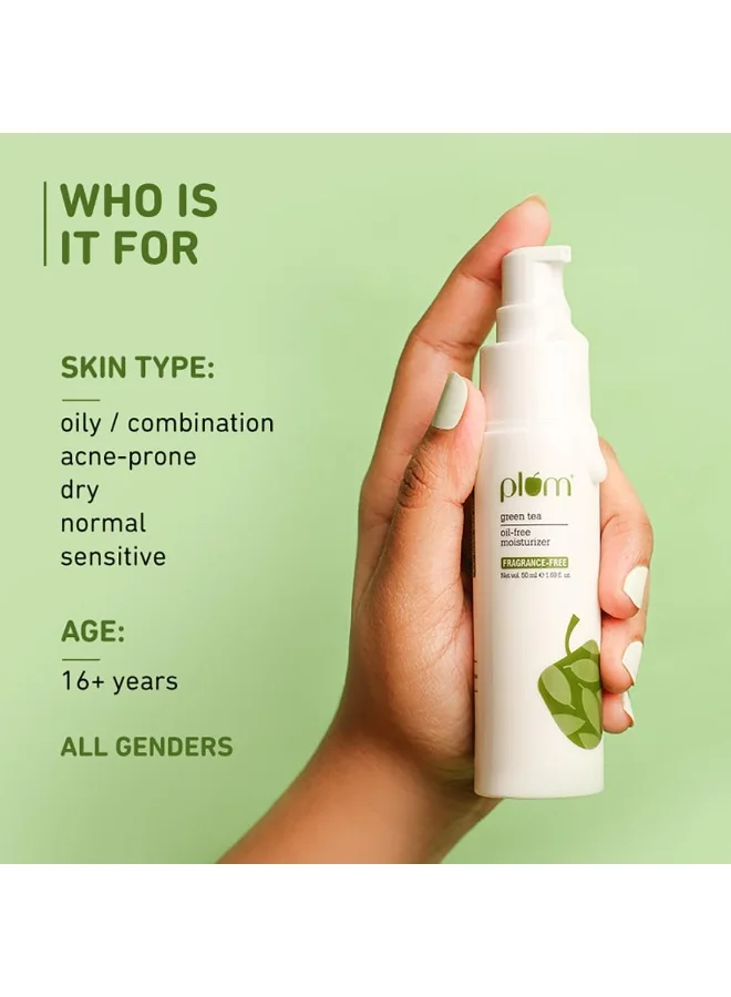 Plum  Plum Green Tea Oil-Free Face Moisturizer | With Niacinamide & Hyaluronic Acid | Fights Pimples & Hydrates | Fades Blemishes & Brightens Skin | Non-Sticky & Long-Lasting Moisturizer for Face | 50ml for Women | Best Price UAE
